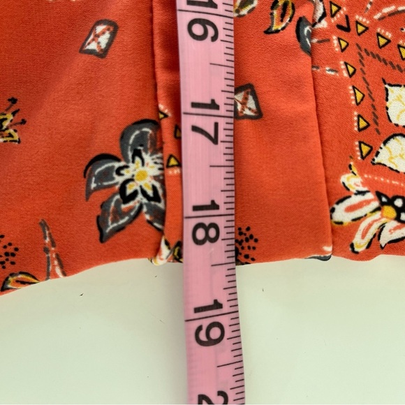 Torrid Orange Floral V Neck Flutter Sleeve Fit & Flare Dress - Picture 13 of 14